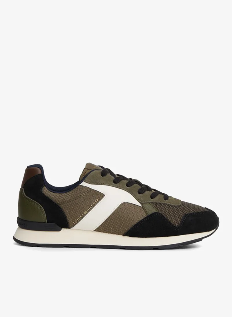 Logo Mixed Texture Trainers