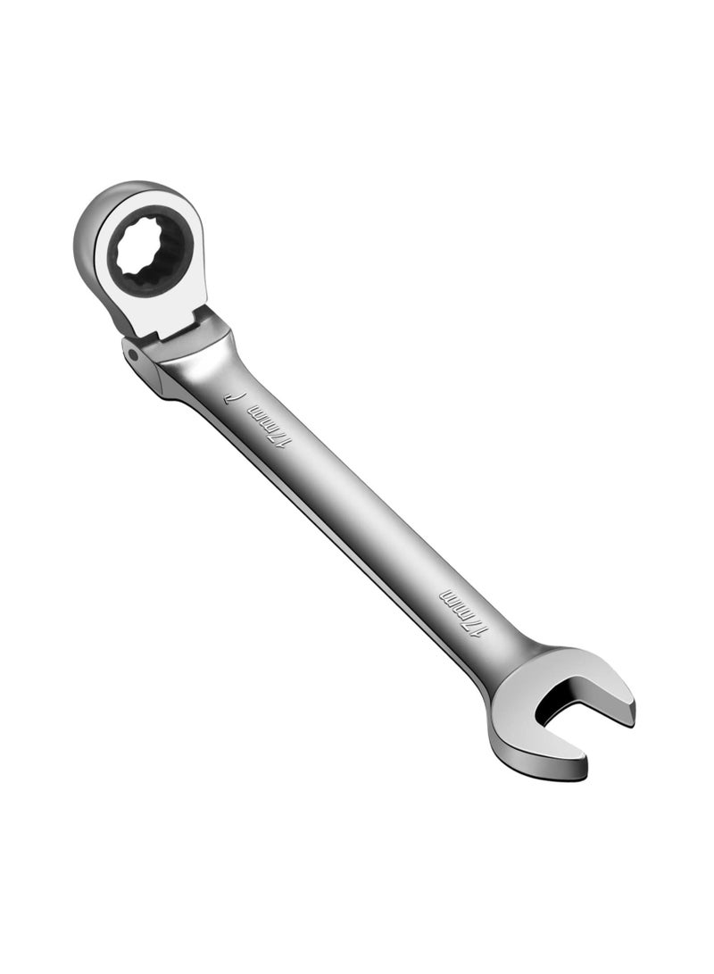 مفتاح ربط برأس مرن مقاس 17 مم، فولاذ صناعي من نوع Cr-V، تصميم تحرير بـ 12 نقطة، مفتاح ربط بـ 72 سنًا، نهاية صندوق مرنة بزاوية 180 درجة - Image 1