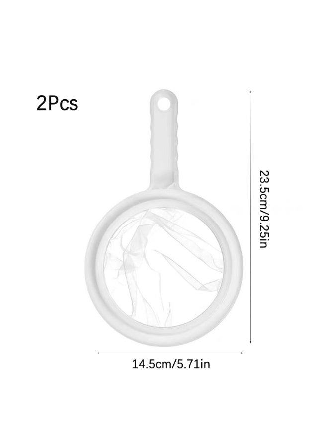 SUNSAR 2pcs Household Sieve Fine Mesh 400 Mesh Filter with Handle Hook, Coffee, Jam, Fruit, Vegetable Filter Set, Flour, Yogurt Food Filter, Soy Milk Juice Coffee Plastic Food Filter - Image 2