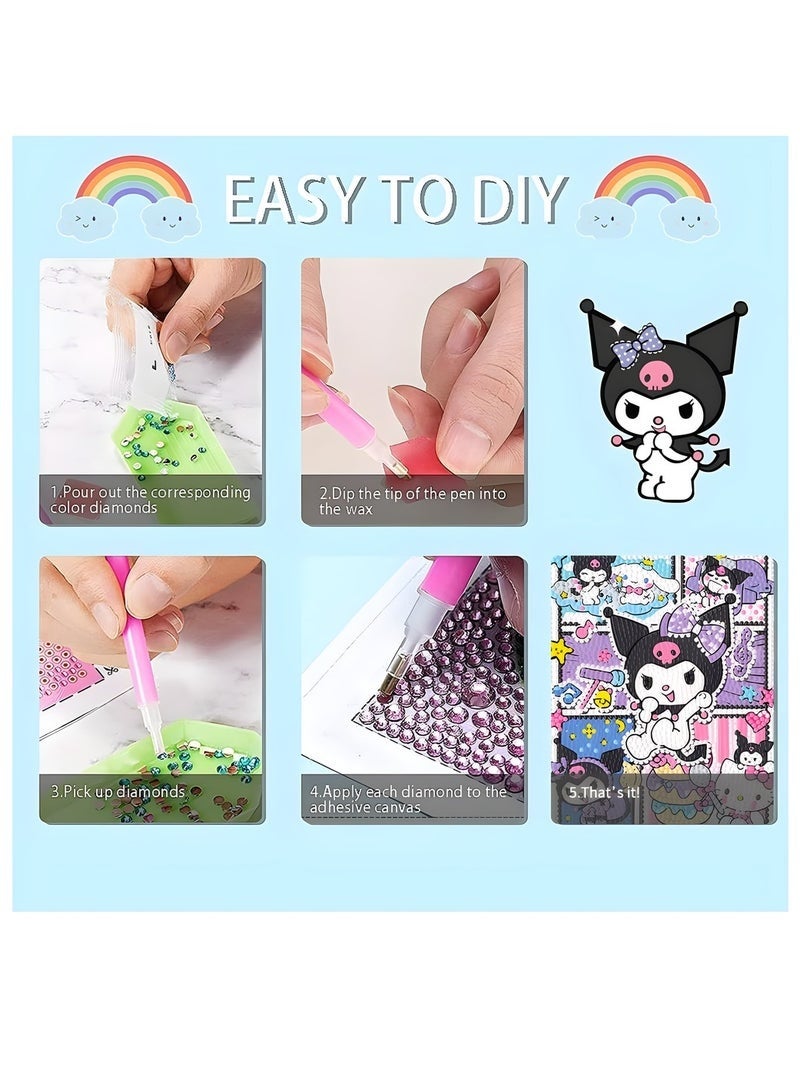 Cute 5D Diamond Art Kits with Wooden Frame, DIY Beaded Picture Puzzle Game, Diamond Arts and Crafts Sets, Diamond Painting Game, Gem Full Drill Diamond Dots for Home Wall Decor - Image 4