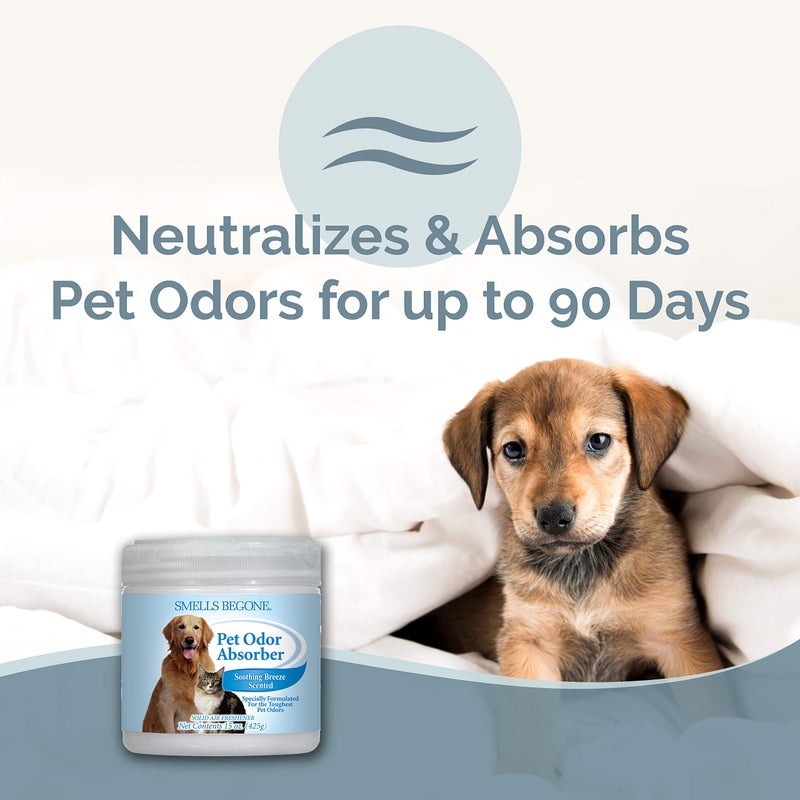 SMELLS BEGONE Air Freshener Pet Odor Absorber Gel - 15 oz, Pack of 2 - Absorbs and Eliminates Odor in Pet Areas, Bathrooms, Cars, & Boats - Made with Essential Oils - Soothing Breeze Scent - Image 2