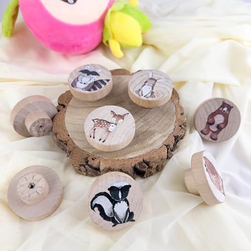 Lasyman Animal Wood Dresser Cabinet Drawer Knobs Round Unique Decorative Wooden Drawer Knobs for Kids Cabinets 8 Log Color - Image 3
