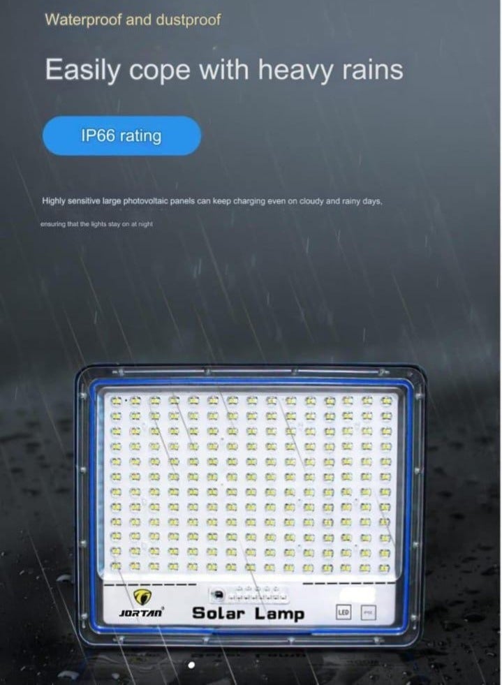 JORTAN 200W Outdoor Solar LED Flood Light with Remote Control | IP66 Waterproof High Brightness Security Light with 18000mAh Battery 12W Solar Panel Automatic Dusk to Dawn Sensor for Garden Garage Street Yard Outdoor Lighting - Image 3