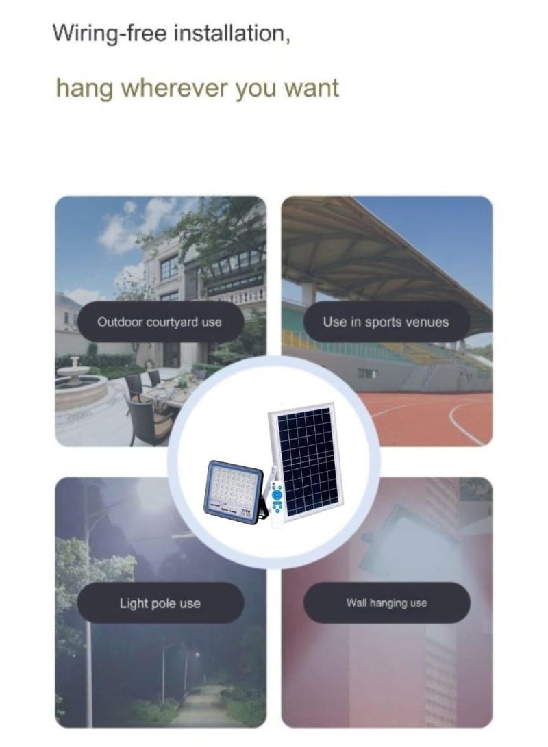 JORTAN 200W Outdoor Solar LED Flood Light with Remote Control | IP66 Waterproof High Brightness Security Light with 18000mAh Battery 12W Solar Panel Automatic Dusk to Dawn Sensor for Garden Garage Street Yard Outdoor Lighting - Image 4