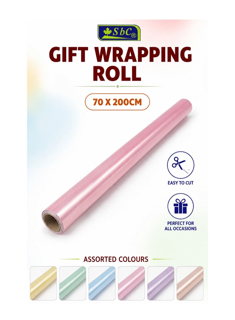 SBC 1-Piece Paper Type Gift Wrapping Roll 70x200cm Size Assorted Colours - Image 1