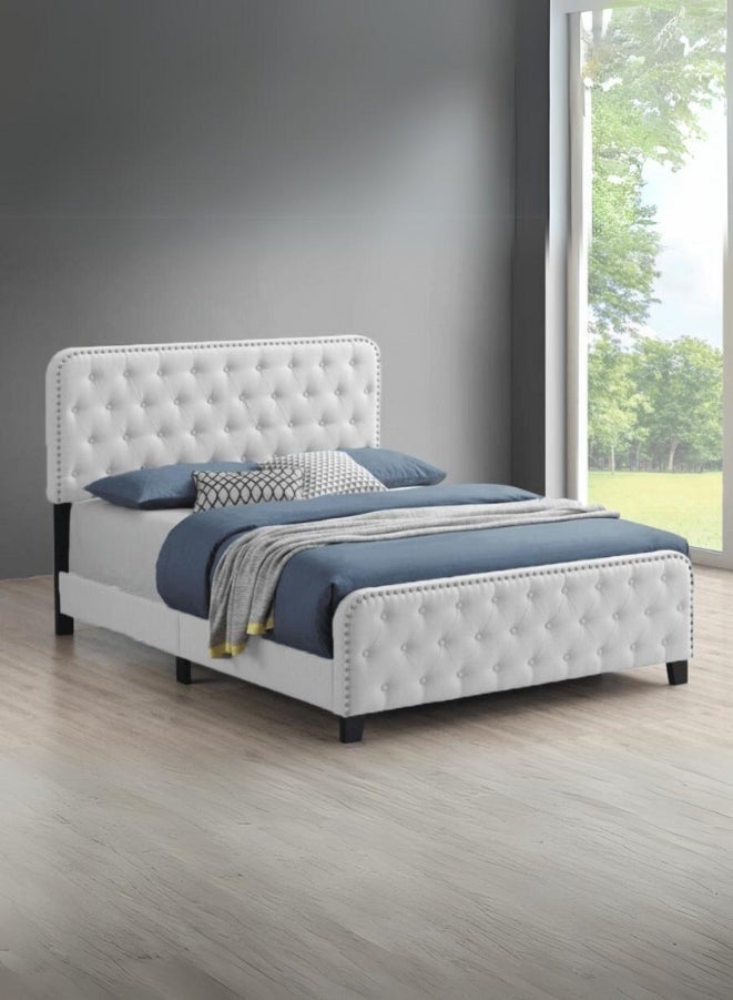 Bed and Mattress Zone Topanga Tufted Upholstered Bed 200x160 Queen Size White Color