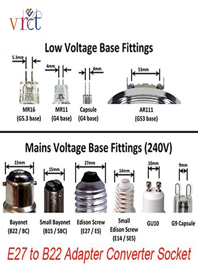 VRCT E27 to B22 Screw Base Socket Lamp Holder Light Bulb Adapter,2 Pieces,Black - Image 2