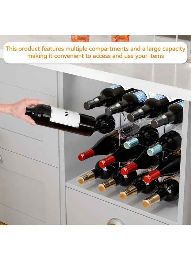 Yieach 3 Tier Stackable Wine Racks Countertop,Sturdy and Durable Wine Rack Free Standing Floor for Inside Cabinet,Clear Water Bottle Organizer and Wine Storage Racks Holder for Pantry,Table,Kitchen - Image 4