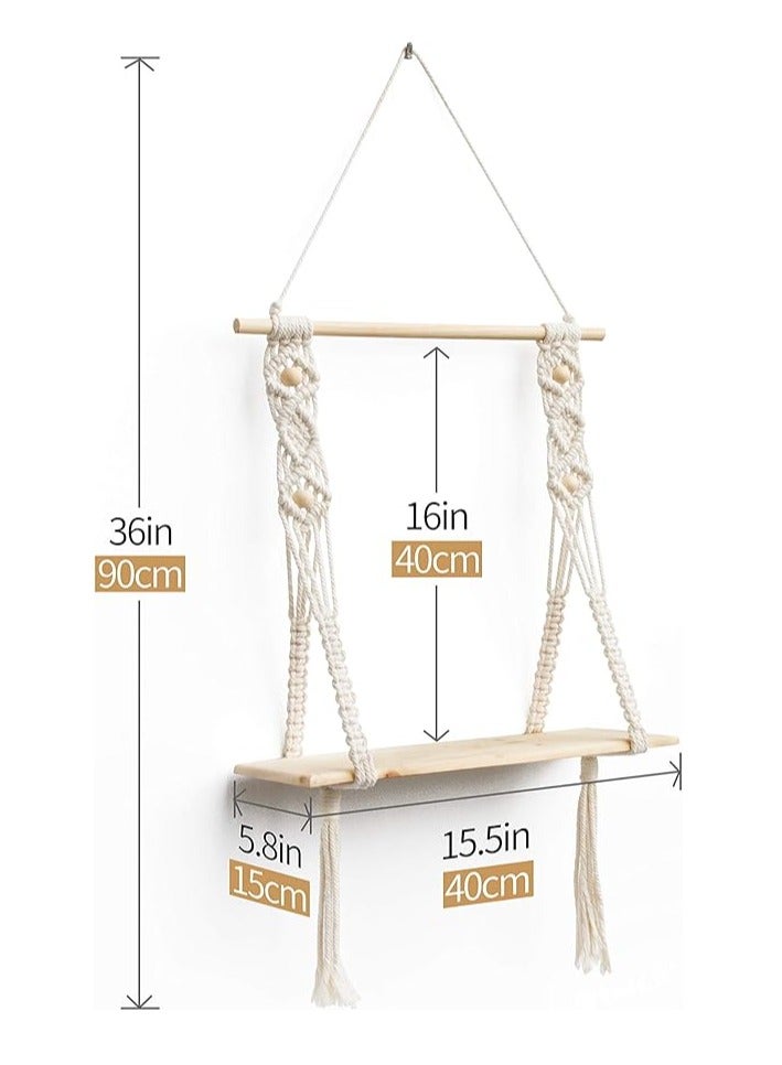 انتيكيانو رف حائط مكرمية - مكرامي مصنوع يدويًا بنمط بوهيمي - Image 3