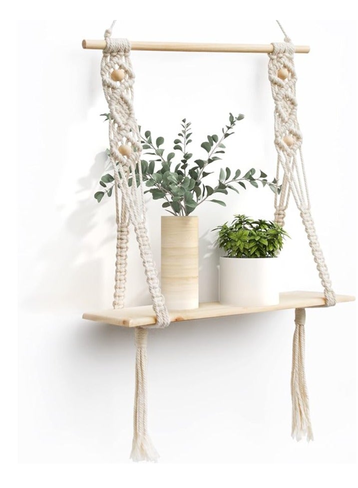 انتيكيانو رف حائط مكرمية - مكرامي مصنوع يدويًا بنمط بوهيمي - Image 1