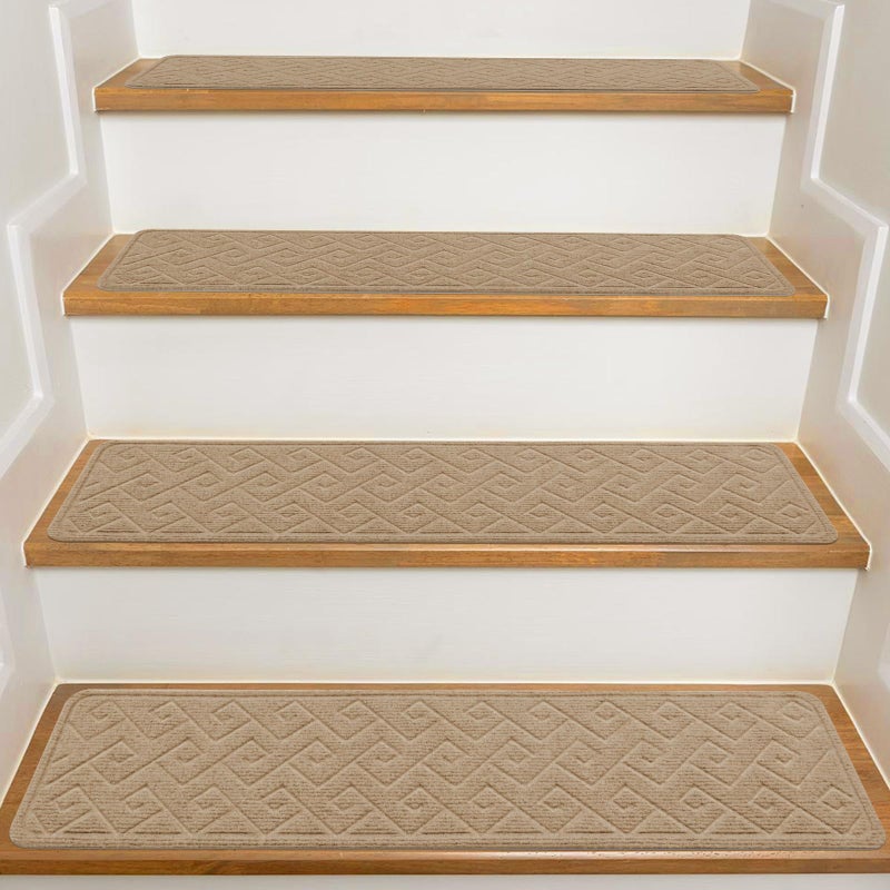 KOOTETA Stair Treads for Wooden Steps Indoor, 15 Pack 8" X 30" Non Slip Carpet Stair Treads with Reusable Adhesive for Kids Elders and Dogs, Surface Polyester TPR Backing Stair Rugs - Image 1