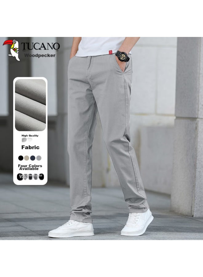 Tucano Tucano Casual Pants For Men, All-season Solid Color Business Casual Straight-leg Slim-fit Versatile Trousers, Men's Clothing, Gray, Size 34 - Image 1