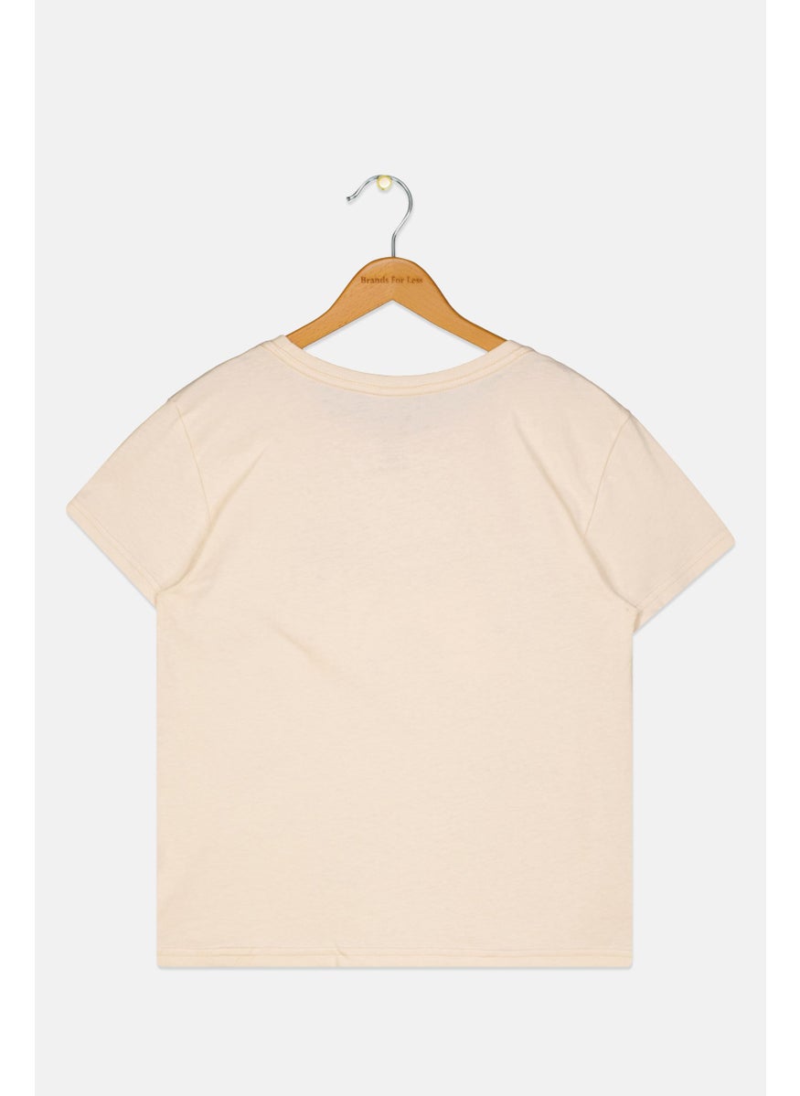 Roxy - Kids Girl Graphic Printed Short Sleeve Top, Light Peach Combo - Image 1