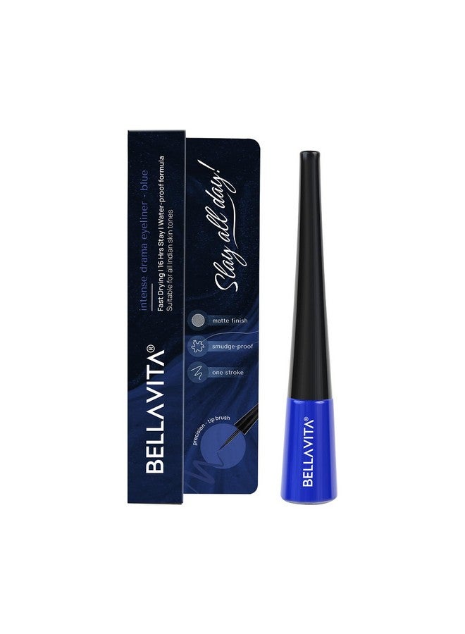 Bella Vita Organic BELLAVITA Intense Drama Waterproof Eyeliner, Blue, Matte Finish, Smudge-Proof, Fast-Drying, Felt Tip Applicator, Enriched with Biotin, 3.5 ml - Image 2