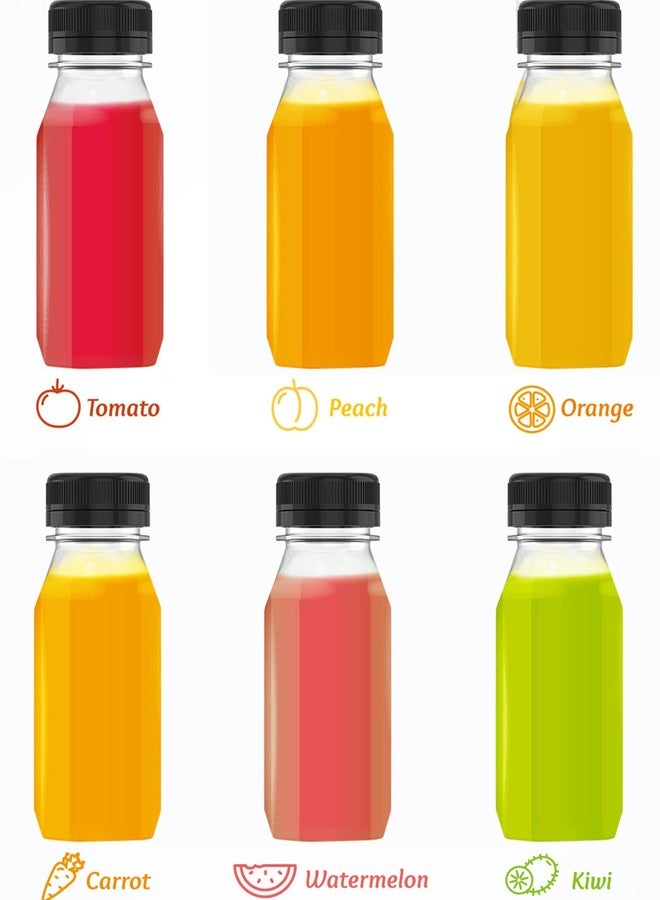 Hulless 5 Pcs 8 Ounce Plastic Juice Bottle Drink Containers Juicing Bottles with Black Lids, Suitable for Juice, Smoothies, Milk and Homemade Beverages, 250 mL - Image 4