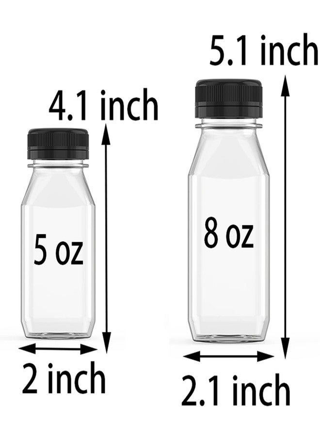 Hulless 5 Pcs 8 Ounce Plastic Juice Bottle Drink Containers Juicing Bottles with Black Lids, Suitable for Juice, Smoothies, Milk and Homemade Beverages, 250 mL - Image 2