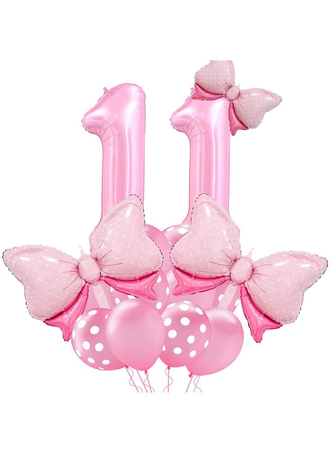 بالون رقم وردي مقاس 40 بوصة مع فيونكة، زينة عيد ميلاد للبنات، طقم بالونات رقم فويل كبير مع بالونات وردية لتزيين حفلات الذكرى السنوية (11) - Image 1