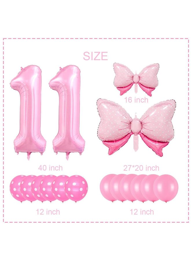 بالون رقم وردي مقاس 40 بوصة مع فيونكة، زينة عيد ميلاد للبنات، طقم بالونات رقم فويل كبير مع بالونات وردية لتزيين حفلات الذكرى السنوية (11) - Image 2