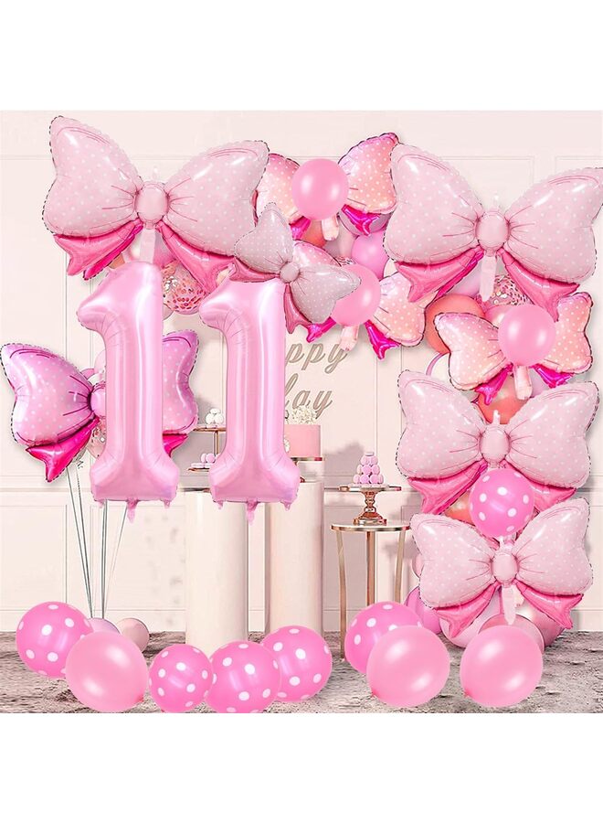 بالون رقم وردي مقاس 40 بوصة مع فيونكة، زينة عيد ميلاد للبنات، طقم بالونات رقم فويل كبير مع بالونات وردية لتزيين حفلات الذكرى السنوية (11) - Image 5