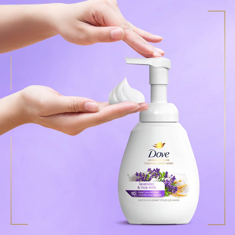 Dove Foaming Hand Wash Lavender & Rice Milk Pack of 4 Protects Skin from Dryness, More Moisturizers than the Leading Ordinary Hand Soap, 10.1 oz - Image 5