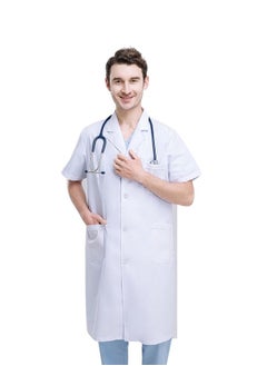 Men Short Sleeve Lab Coats Medical Lab Coat White