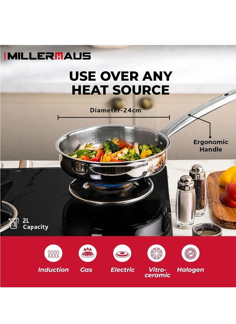 MILLERHAUS TRIPLY SAUTEPAN WITH LID 24 CM  - Image 2