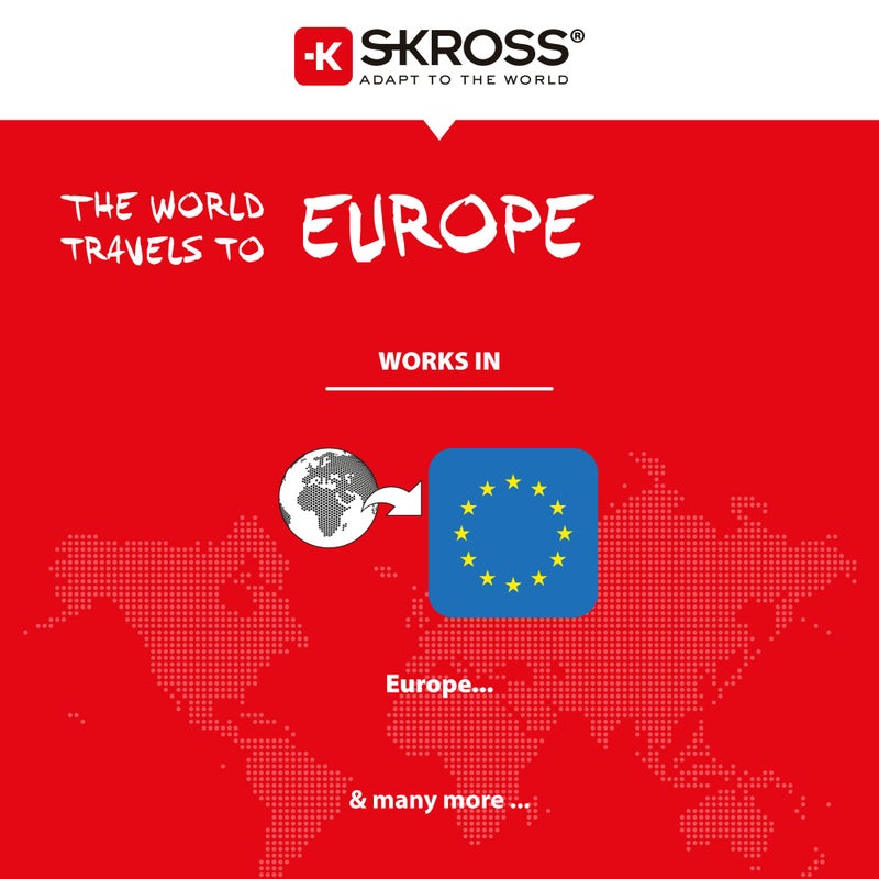 Skross World to Europe Country Travel Adaptor, White - Image 3