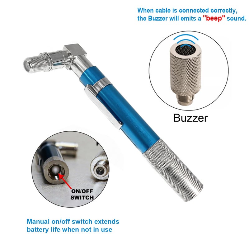 GROWORD Coaxial Pocket Toner Pocket Continuity Tester(Tracer) and Toner with Light&Buzzer Voltage Toner and Barrel Connector Bundle for Testing Coax Cable, RG6, RG59, CATV Wire Tracer - Image 5