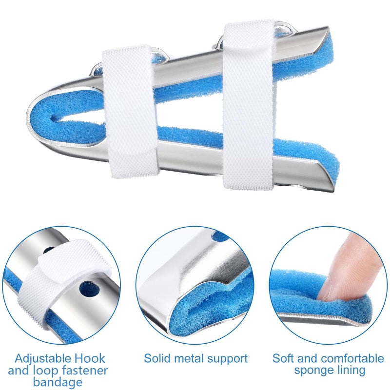 BBTO 10 Pieces Finger Splints Metal Padded Support Finger Stabilizer with Soft Foam Interior and Loop Straps, 3 Sizes(10 Pieces,Blue) - Image 5