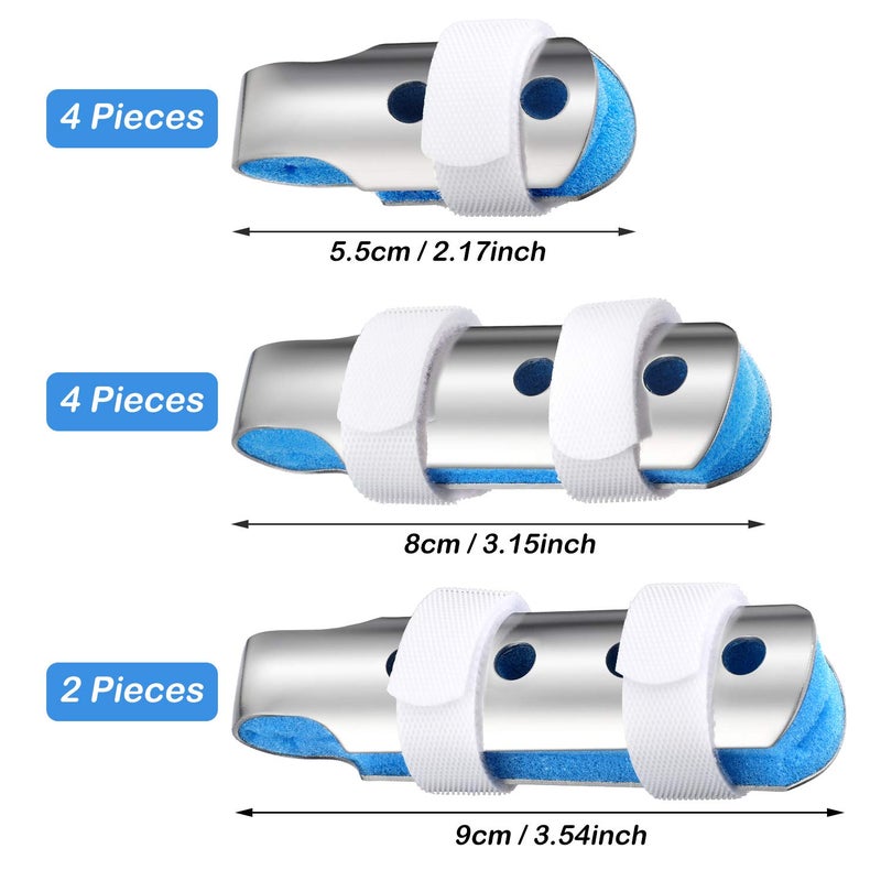 BBTO 10 Pieces Finger Splints Metal Padded Support Finger Stabilizer with Soft Foam Interior and Loop Straps, 3 Sizes(10 Pieces,Blue) - Image 4