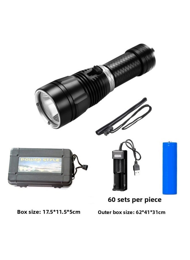 Generic - T6 Diving Flashlight Rechargeable Underwater Lighting Driving L2 Tactical Flashlight Aluminum Alloy Diving Lamp-Product Specifications:T6 Diving Flashlight+1*26650+charger+gift Box - Image 1