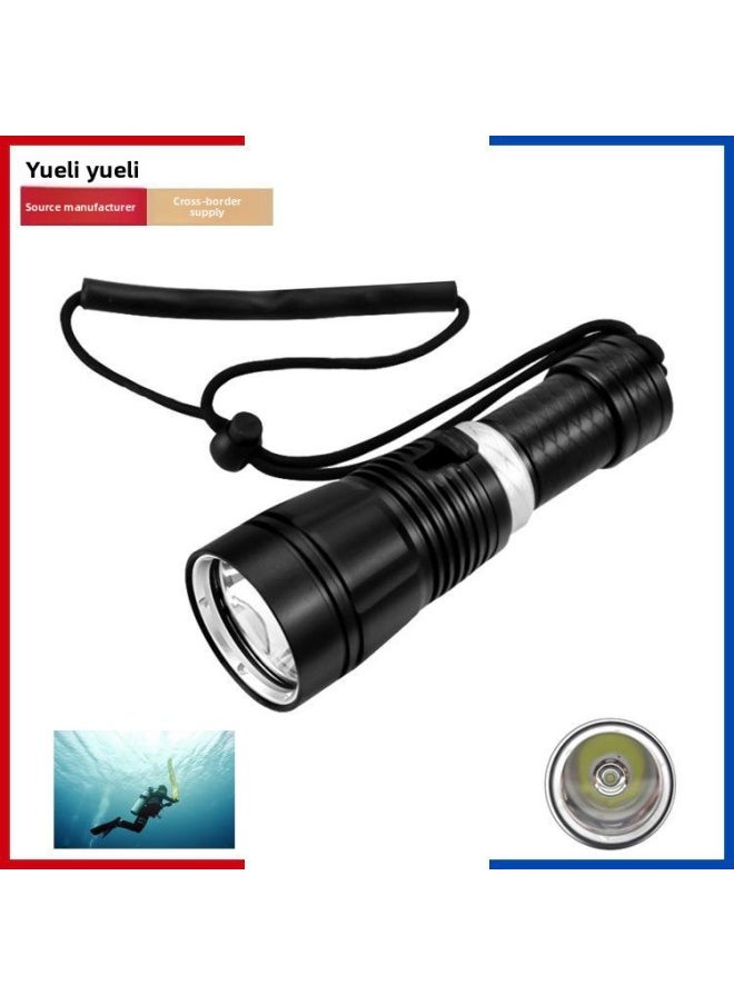 Generic - T6 Diving Flashlight Rechargeable Underwater Lighting Driving L2 Tactical Flashlight Aluminum Alloy Diving Lamp-Product Specifications:T6 Diving Flashlight+1*26650+charger+gift Box - Image 1