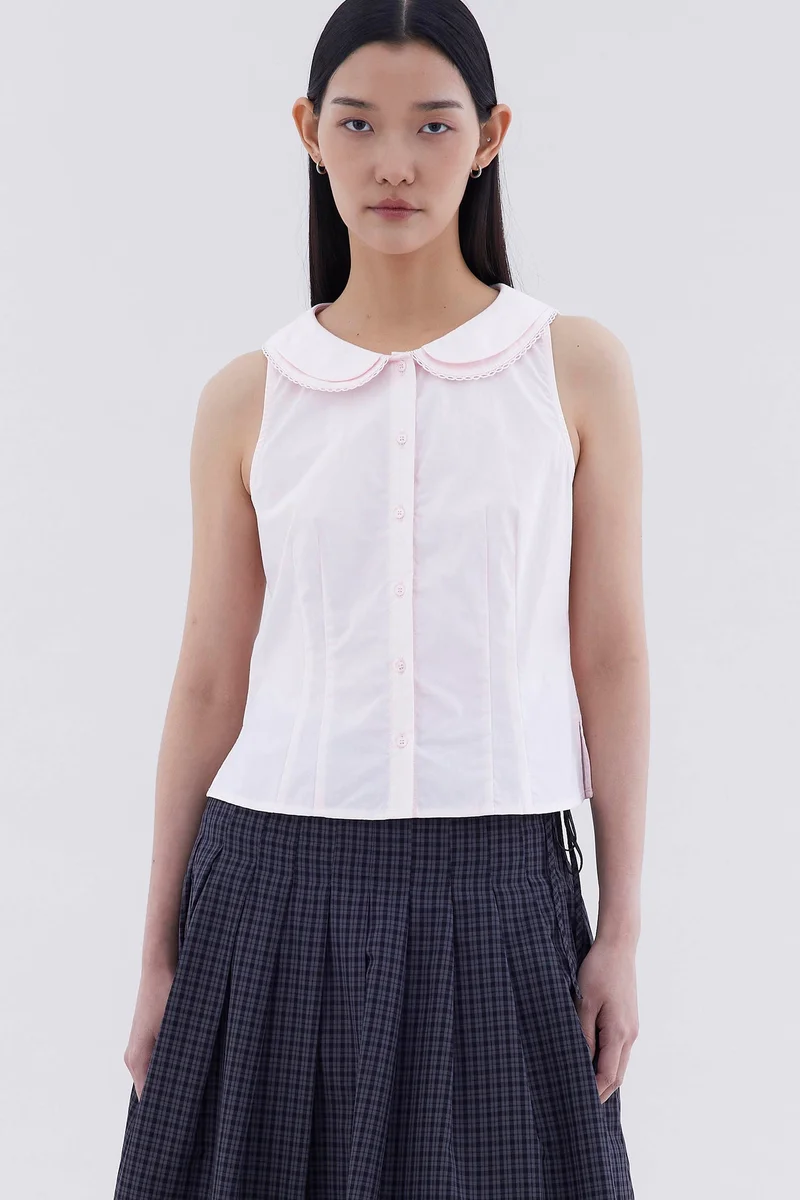 ذا اديتورز ماركت Phylene Double Collar Sleeveless Shirt