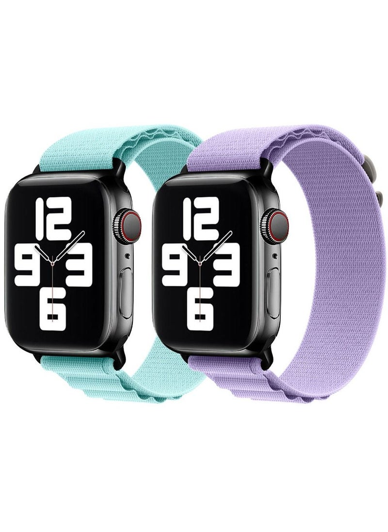CATANES - 2 Pack Of Apple Watch Alpine Loop Band 38mm 40mm 41mm Women Men Adjustable with Metal G-Hook Strap for iWatch Series 7/SE/6/5/4/3/2/1 Light Blue/Purple - Image 1
