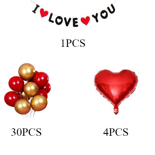 SOI Valentine Day Decoration Items - Pack of 33 Pcs | Valentines Decoration Items for Husband, Wife | Valentines Day Decoration | Love Decoration Items for Bedroom | I Love You Banner for Decoration - Image 2