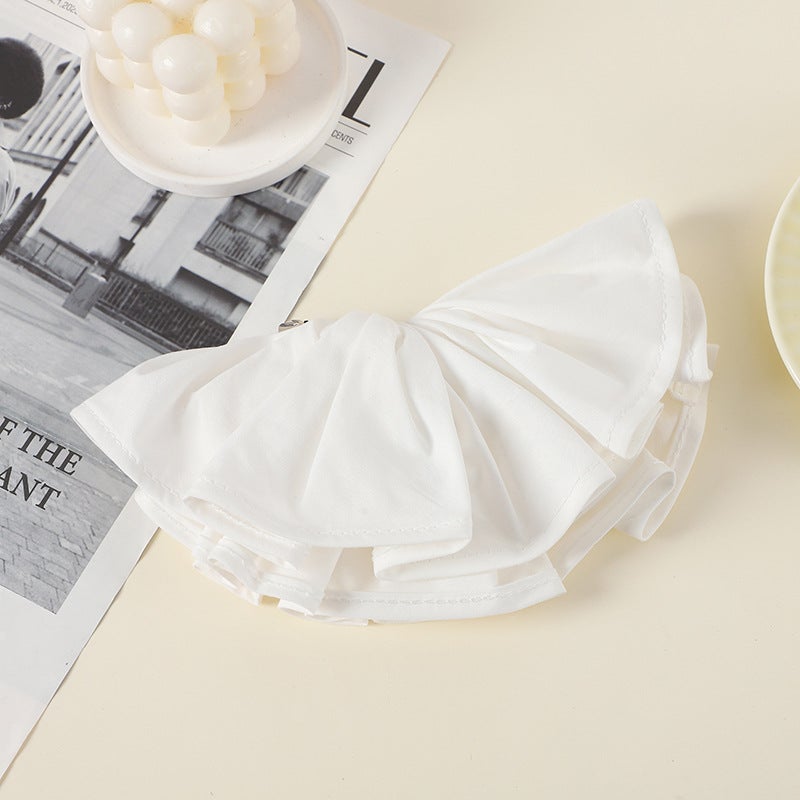 Generic Korean style double-layer skirt plaid hairpin hair ring heavy-duty hand-made design oversized headwear tied ponytail large intestine ring rubber band White hairpin