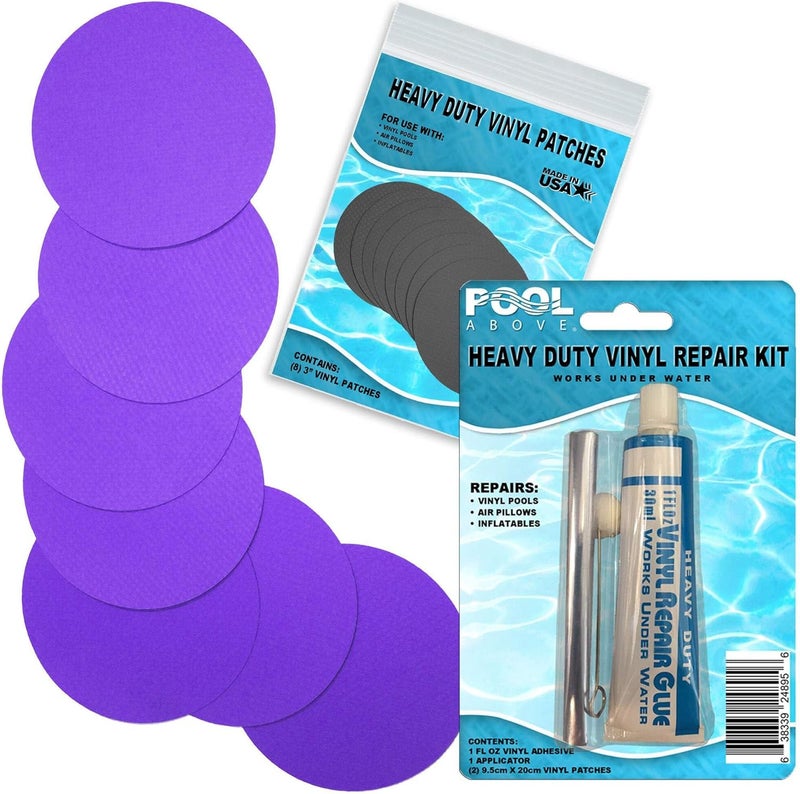 Pool Above Heavy Duty Vinyl Repair Patch Kit for Above-Ground Pool Liner Repair; Glue and Patch Inflatables; Boat; Raft; Kayak; Air Beds; Inflatable Mattress Repair - Image 1