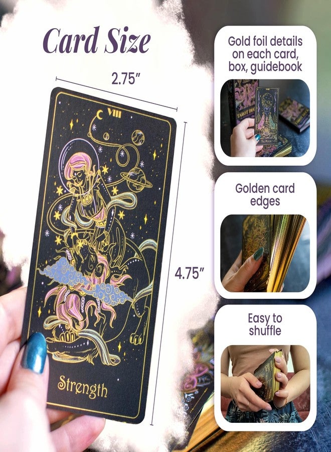 Calmoura Tridevia Tarot Cards with Guide Book (78 Cards) - Rider-Waite Inspired Tarot Deck with Meanings for Beginners and Experts - Intricate Golden Details and Luxurious Gilded Edges - Image 3