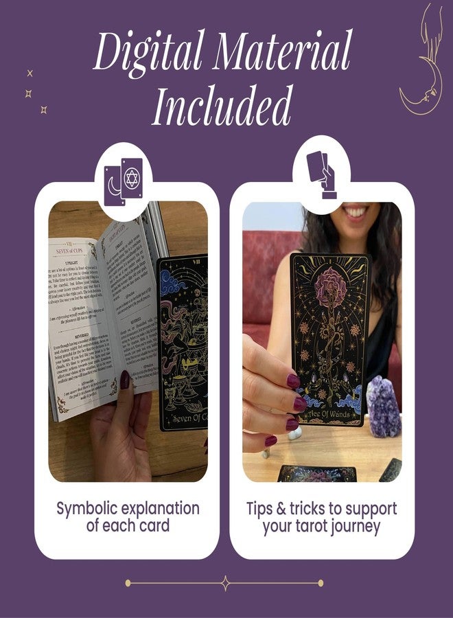Calmoura Tridevia Tarot Cards with Guide Book (78 Cards) - Rider-Waite Inspired Tarot Deck with Meanings for Beginners and Experts - Intricate Golden Details and Luxurious Gilded Edges - Image 4
