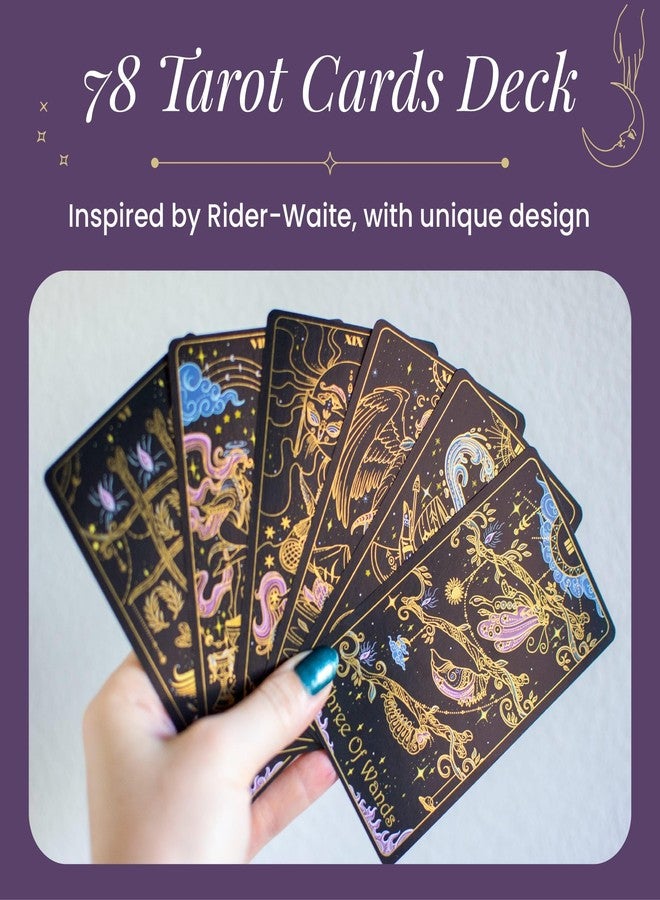Calmoura Tridevia Tarot Cards with Guide Book (78 Cards) - Rider-Waite Inspired Tarot Deck with Meanings for Beginners and Experts - Intricate Golden Details and Luxurious Gilded Edges - Image 5
