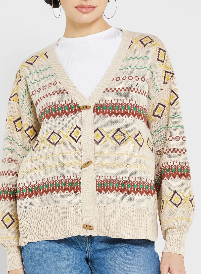 Ginger Aztec Print Cardigan