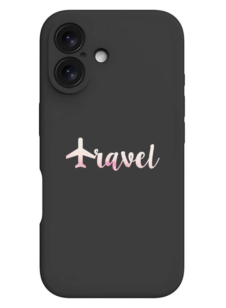 Theodor iPhone 16 Black Protective Slim Fit Case Liquid Silicone Cover with Full Body Protection Anti-Scratch Shockproof Case For iPhone - Travel - Image 1