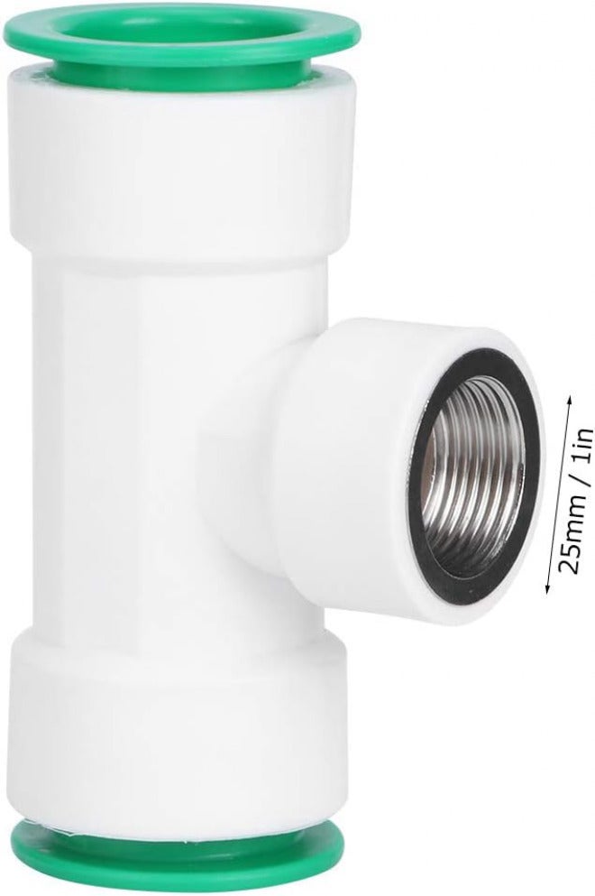 PPR Plastic PushIn Water Pipe Tee Connector 32mm with 3/4 Female Thread - Durable Plumbing Fitting, Quick Insert Connection, Ideal for Home Improvement - Image 2