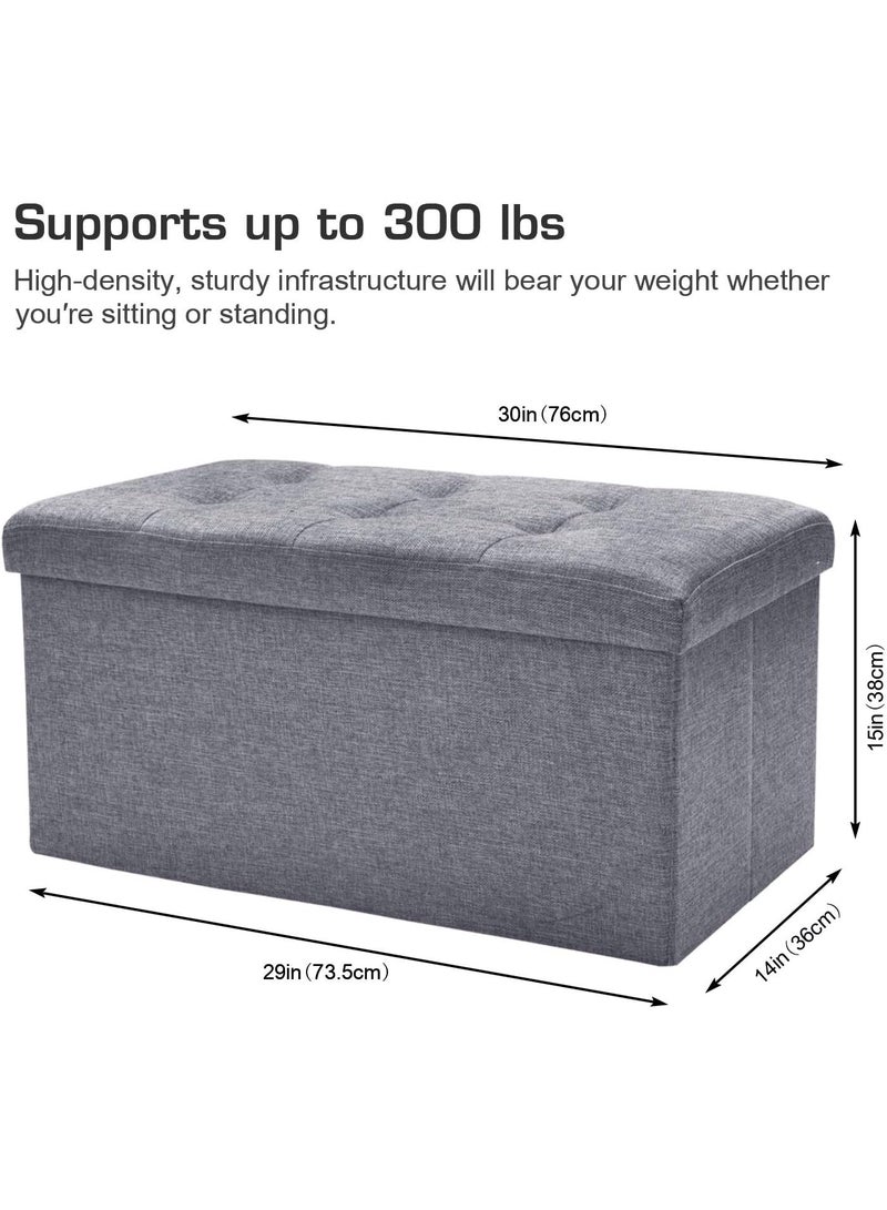 مقعد عثماني قابل للطي مقاس 30 بوصة مسند للقدمين قابل للطي أريكة مسند للقدمين لغرفة المعيشة مع مقعد مبطن لمدخل غرفة النوم - Image 2