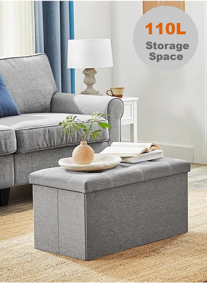 30 Inches Folding 110L Storage Ottoman Bench, Linen Fabric Footrest with Memory Foam Padded Seat Holds Up to 350 Lbs. Suitable for Living Room, Bedroom, Office and Hallway - pzsku/ZAC966AB39B9EB3F5DAA0Z/45/_/1735200204/92cf5b24-20a2-4716-be44-2c6ab1d8961d