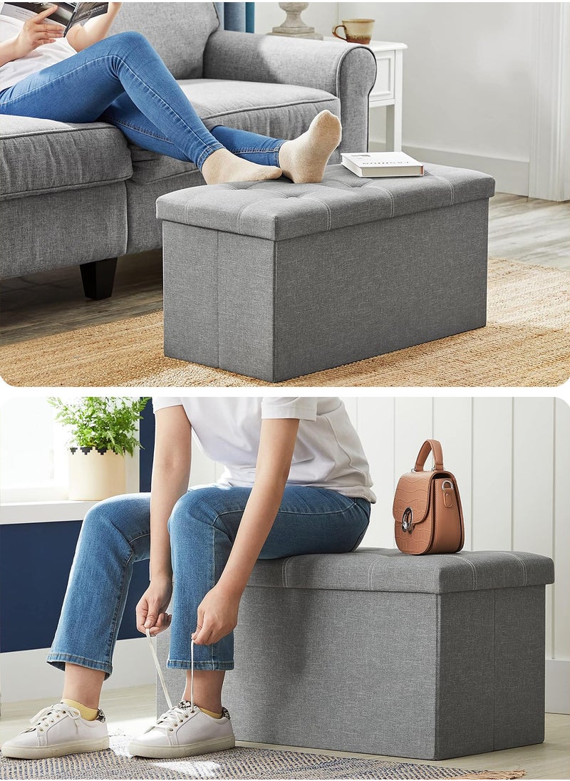 30 Inches Folding 110L Storage Ottoman Bench, Linen Fabric Footrest with Memory Foam Padded Seat Holds Up to 350 Lbs. Suitable for Living Room, Bedroom, Office and Hallway - pzsku/ZAC966AB39B9EB3F5DAA0Z/45/_/1735200311/979f1291-2337-42e9-b54b-efd6d8db4503