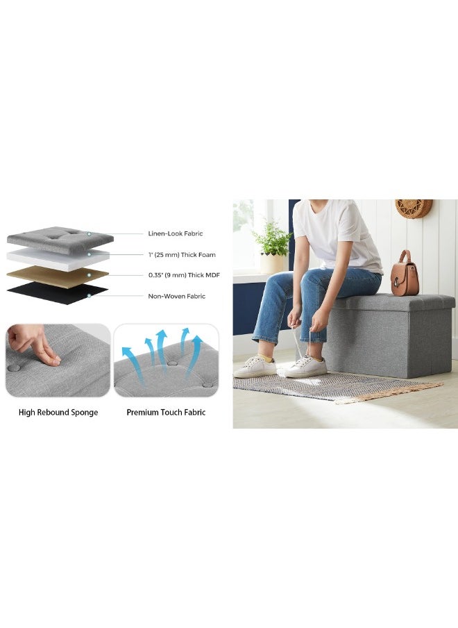 30 Inches Folding 110L Storage Ottoman Bench, Linen Fabric Footrest with Memory Foam Padded Seat Holds Up to 350 Lbs. Suitable for Living Room, Bedroom, Office and Hallway - pzsku/ZAC966AB39B9EB3F5DAA0Z/45/_/1739956504/b8ec1c8e-a7d7-402c-acb9-4522ef6d4d77