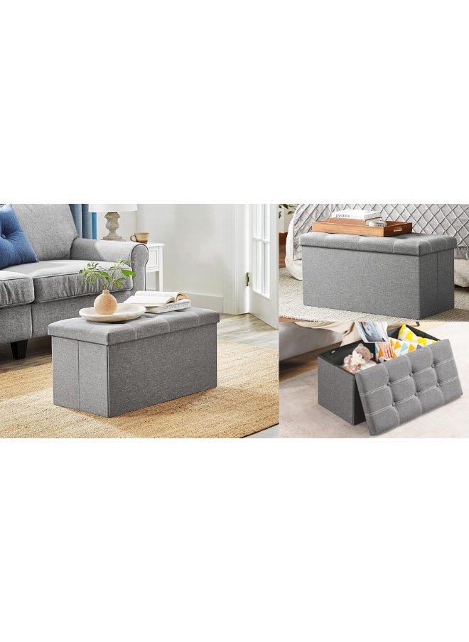 30 Inches Folding 110L Storage Ottoman Bench, Linen Fabric Footrest with Memory Foam Padded Seat Holds Up to 350 Lbs. Suitable for Living Room, Bedroom, Office and Hallway - pzsku/ZAC966AB39B9EB3F5DAA0Z/45/_/1739956627/440917c8-e8e1-42d2-941d-5fe145042110