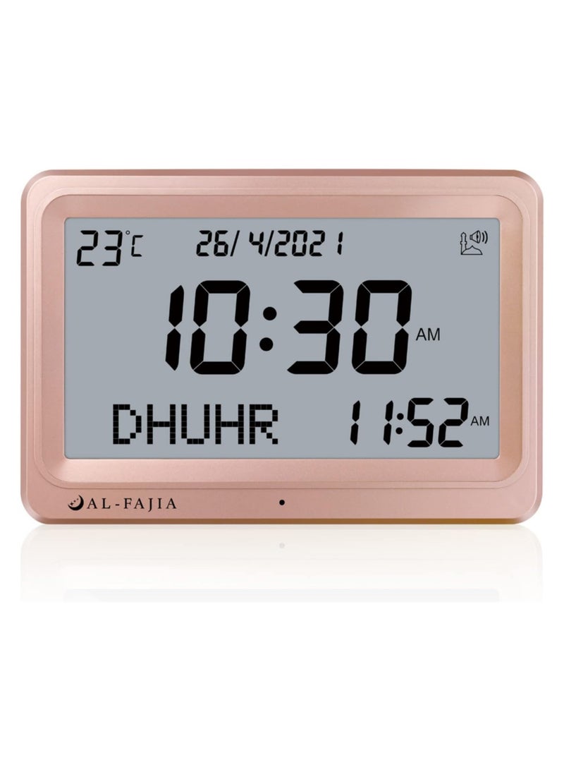 Azan Clock Muslim Prayer Times AL-FAJIA azan Clock/Multifunctional Clock/Decorative Clock/Mosque Clock-Gold  - Image 1