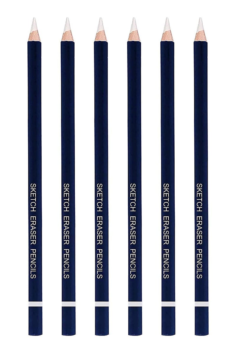 Deziine� Fx. Pencil Eraser for Artists Set of 6 Non-Toxic Eraser (Set of 6, White, Blue) - Image 2